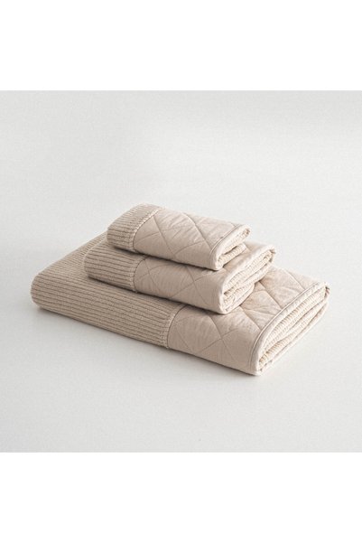 Ecocotton Set de prosoape Hüma, 3 piese, bumbac 100% matlasat piese, bej