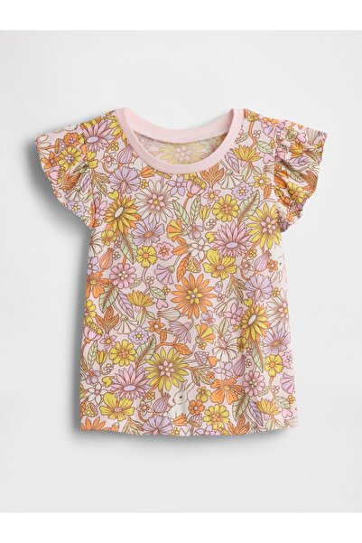 GAP Kız Bebek Çok Renkli Flutter Sleeve T-Shirt