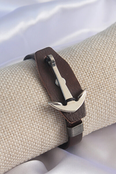 online kapsulavm avm alışveriş Brown Leather Model Silver Color Anchor Figure...