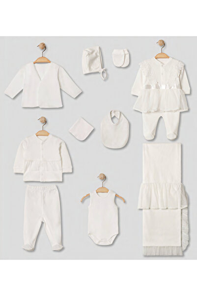 Pugi Baby Elegant Lace Detailed 10-Piece Baby Girl Hospital Outfit Set