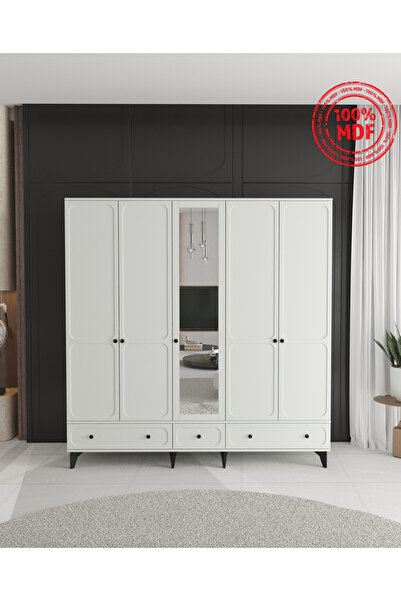 Teen & Bright IRMAK 5 KAPAKLI ÇEKMECELİ GARDIROP - TAMAMI MDF