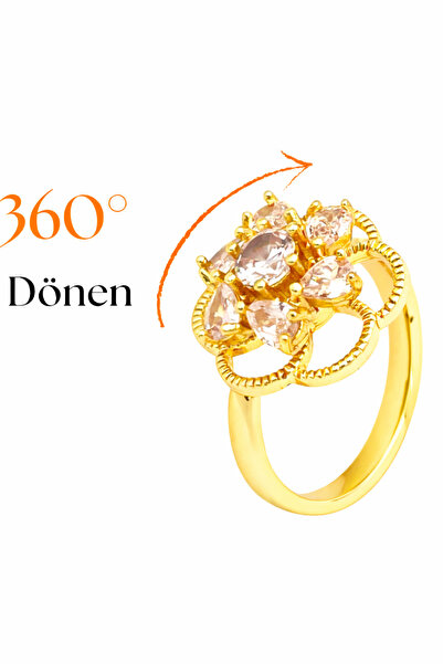 Siya Silver Steel Rotating Adjustable Zircon Stone Flower Stress Ring