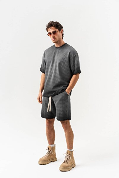 go gang own Texton Washable Crew Neck Oversized T-Shirt and Shorts Set
