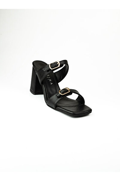 MASSİMA 615 فستان سهرة بكعب أسود للنساء شبشب