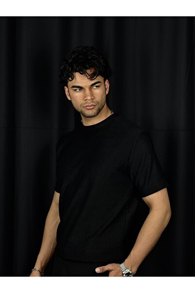 MARRAKECH Premium Dokulu Siyah Tişört