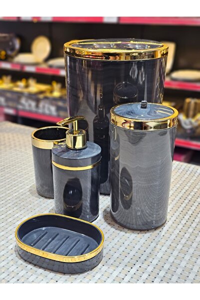 KÖSEOĞLU HOME 5 PARÇA GOLD DETAYLI ŞIK BANYO SETİ