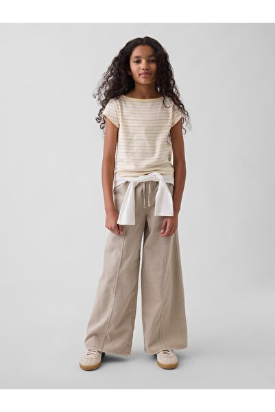 GAP Kız Çocuk Bej Twill Baggy Pantolon