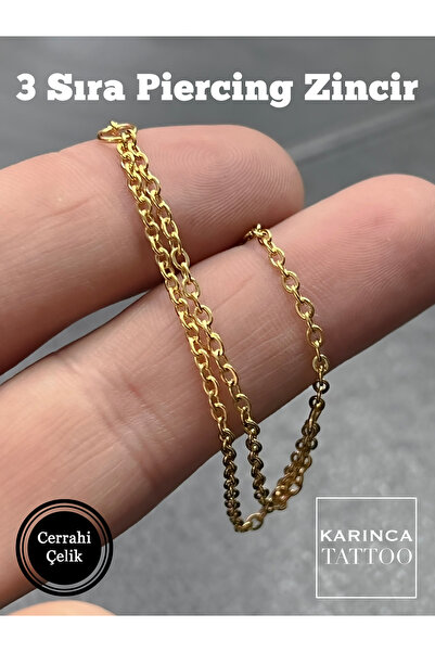 Karınca Piercing Üç Sıra Piercing Zincir Nose Chain Kulak Helix Nostril Burun...