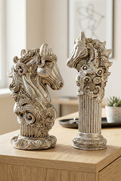 bakan hediyelik VALTOR 2’li Set At Başı Sütun Kaideli At Başı Dekoratif Biblo...