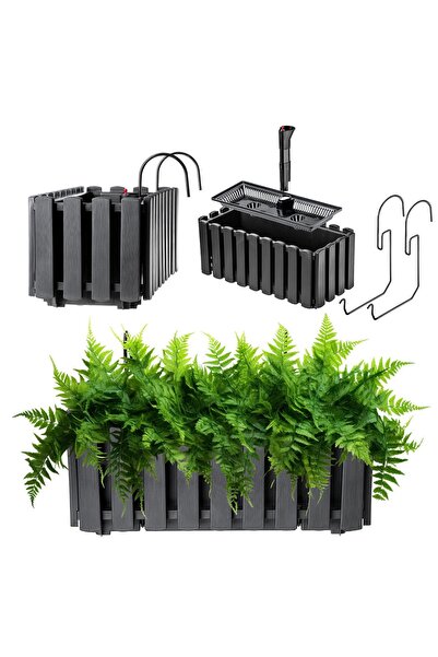 KADAX Ghiveci de balcon cu mânere, 38x18x16,5 cm, antracit