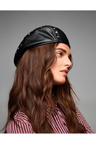 Butik Allbucks Bersh Ka Suni̇ D Leather Stapled Cap Hat Beanie Abbrs3791