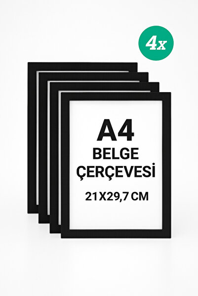 Sadrazam 4 komada crnog A4 okvira za dokumente sa pravim staklom – 21x29,7 cm...