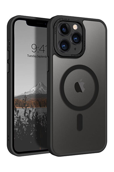 VERTEK Διαφανές ματ μαγνητική θήκη σιλικόνης για iPhone 14 Pro Max - Μαύρη