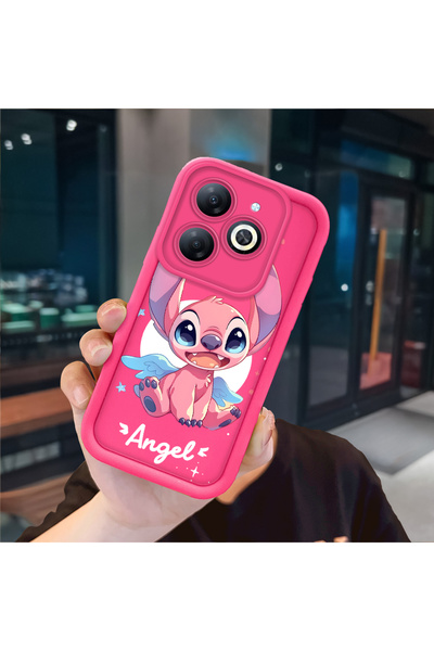 ucuc حافظة سيليكون وردية حمراء متوافقة مع هاتف Infinix Hot 40i، حماية للكامير...