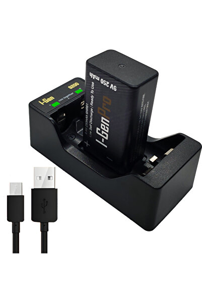 I Gen D915 2'li AA/AAA/9V Pil Şarj Aleti + 1 Adet 9V Pro 250 Mah 1.2V Ni-Mh Ş...