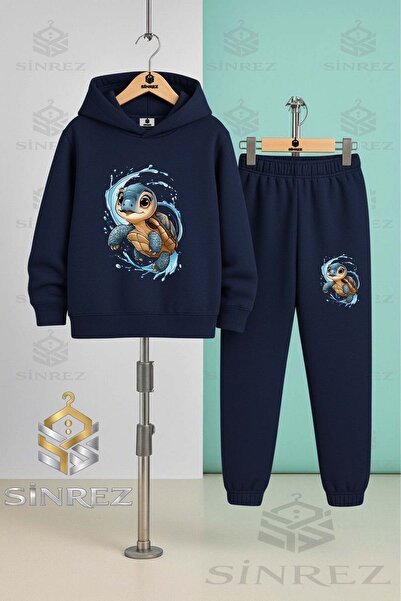 SİNREZ Children's Unisex Karette Karetta in the Water Hooded Tracksuit Set