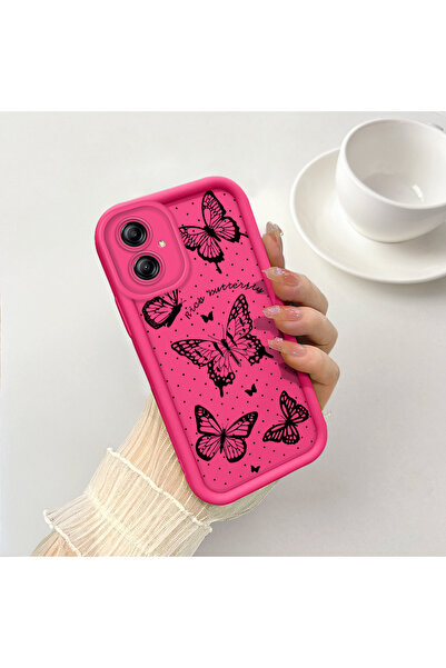 ucuc Samsung Galaxy A04E Compatible Pink Red Silicone Case Shockproof Camera Protection