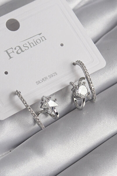 online kapsulavm avm alışveriş Brass Silver Color Zircon Stone Women's Earrings