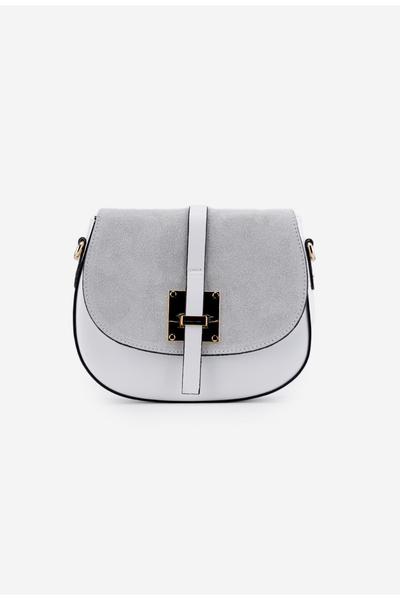 Dasha White women's Leather purse with Leather flap