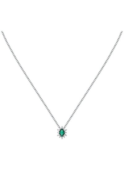 MORELLATO Colier Tesori, argint 925, rodiat, cristale verzi, albe, lungime la...