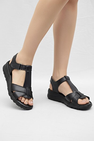 ISPARTALILAR 26-102S PUN Ortopedski đon Dan Žene Sandale Papuče Crna Sandale