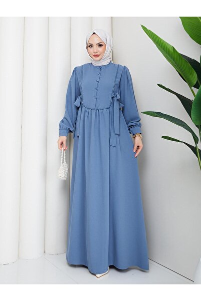 MY QILAM ŽENSKA HIDŽAB ODEĆA HIDŽAB HALJINA SA VEZANJEM I DETALJOM POMPOMA