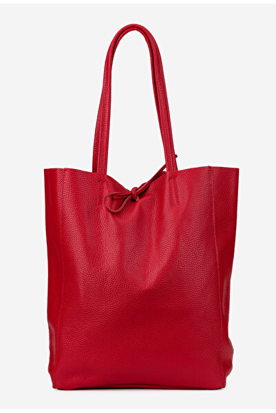 Dasha Geanta dama shopper din piele naturala rosie