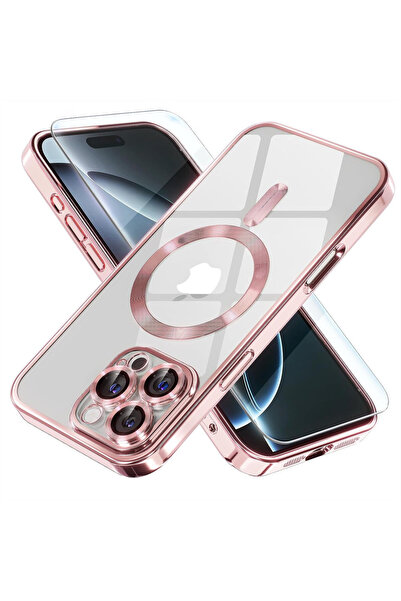 VERTEK Luxury Magnetic Case, camera protection, for iPhone 16 Pro, Rose Gold