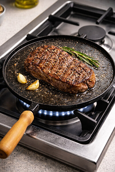 MODA Cast Iron Pan Steak Pancake Meat Cooking Removable Handle 36 cm Reversib...