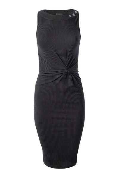 Guess Kleider Knielanges Kleid ERNESTINE KNOT mit Rundhalsausschnitt und Zier...