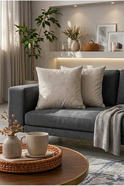 BURCIN HOME طقم كنبة حديثة من تاش غطاء وسادة مقاس 40x40 سم مكون من قطعتين D و...