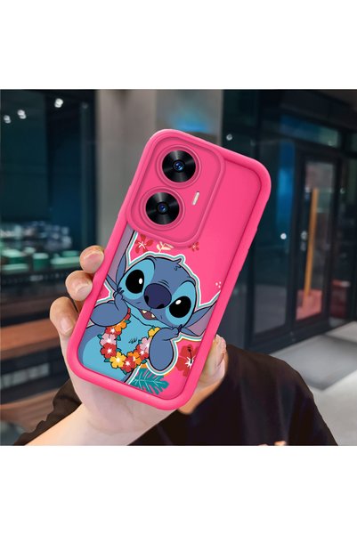 ucuc Realme C55 Compatible Pink Red Silicone Case Shockproof Camera Protection