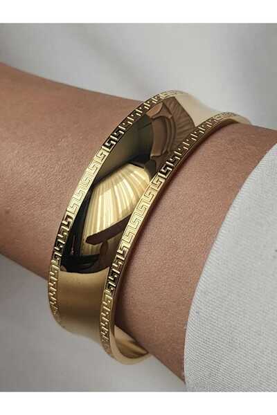 ZÜLİSCH AJDA BİLEZİK KALIN MODEL ÇELİK GOLD 14K
