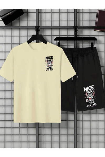Flow touch Nice Shorts T-Shirt - Shorts Bottom Top Tracksuit Set B Printed O ...