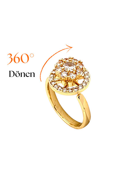 Siya Silver Steel Rotating Adjustable Zircon Stone Layered Stress Ring