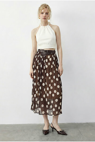 Bianco Lucci Women's Polka Dot Li Elastic Waist Lined Belt Li Long Tulle Skir...