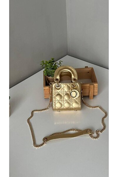 Muqu Bags Gold Kapitone Mini Zincir Askılı ve El Çantası