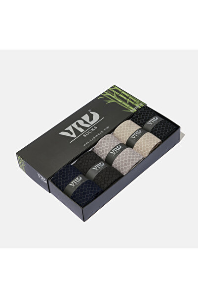 VARDAR SOCKS Dikişsiz Bambu Çorap Jakarlı Karma Renk Erkek Çorap Kutulu 5 Çif...