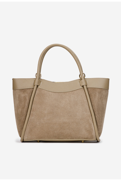 Dasha Taupe women's bag made of textured suede Leather