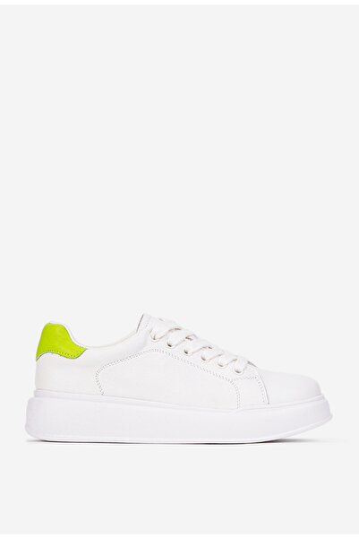 Dasha Pantofi dama NUR din piele naturala alba cu verde