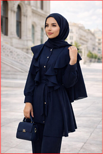 MOODMODA Volanlı Kemerli Tesettür Takım