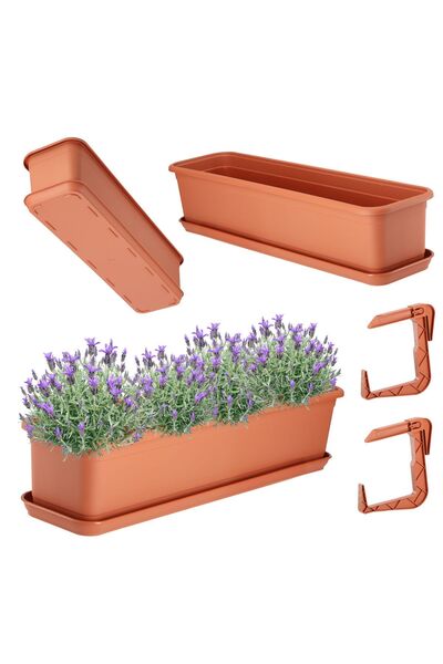 KADAX Cutie de balcon 60 cm Ghiveci de flori Suport pentru ghiveci cu mânere ...