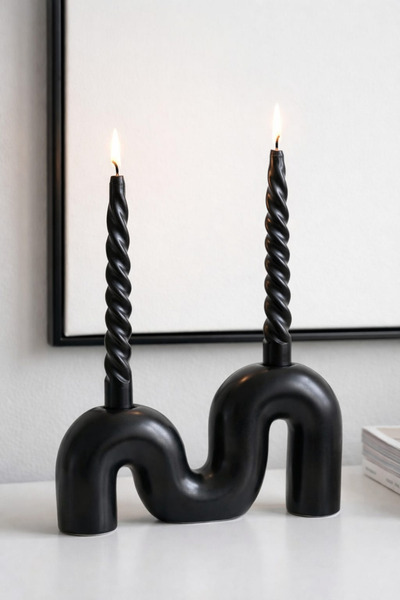 Lumi Home M Form Modern Dalgalı İskandinav Tasarım Şamdan I Mumluk (Vernikli)