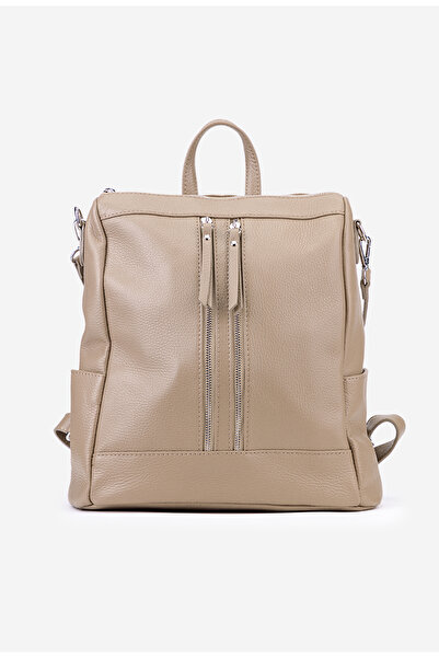 Dasha Taupe women's Backpack made of textured Leather
