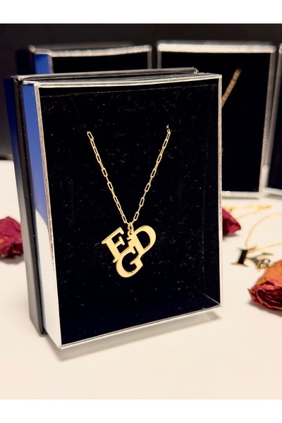 Marylebone Silver 3 Harfli Aile Kolyesi- 14 ayar Altın Kaplama