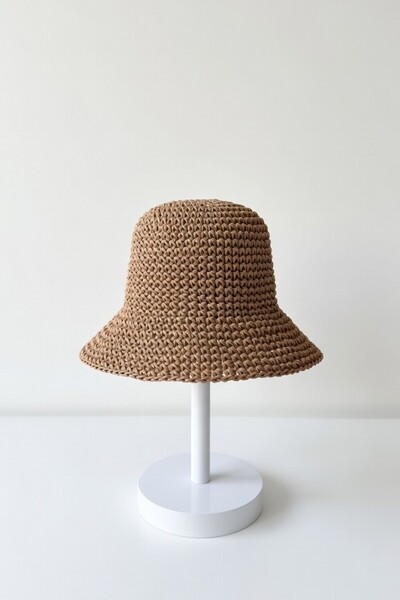 Mollycrush Găleată din paie maro pentru femei |   Pălărie de plajă și de soar...