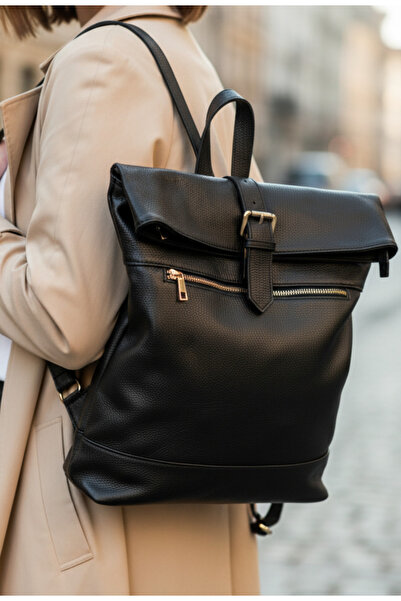 Dasha Rucsac dama negru din piele texturata