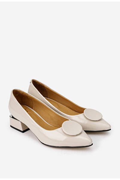 Dasha Pantofi dama NUR din piele lacuita bej cu ornament