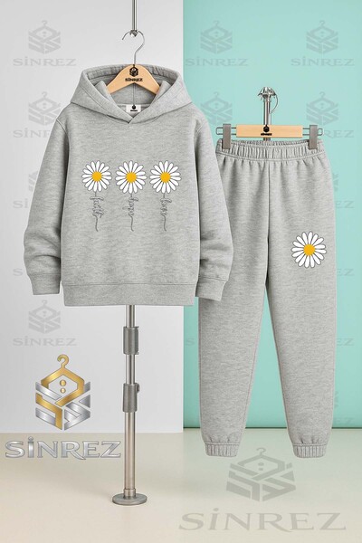 SİNREZ Set de trening cu glugă pentru copii, unisex, PAPATYA 3LU YAZIL