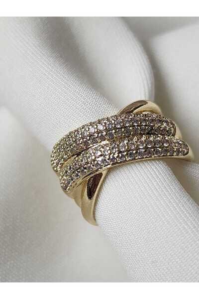 ZÜLİSCH ÇAPRAZ YÜZÜK TAŞLI GOLD 14K ORJİNAL XUPİNG SUYA DAYANIKLI